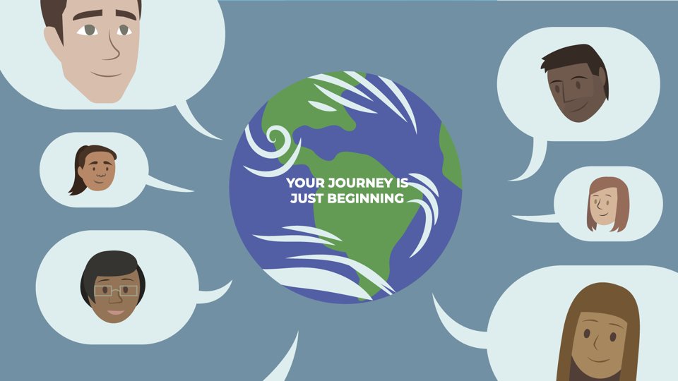 Globe saying "Your Journey is Beginning"